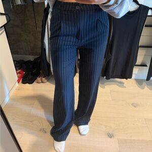 Navy striped dress pant